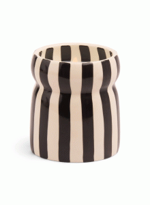 CAB0705EU Cabana 184g Black Striped Ceramic Candle - Lava Stone